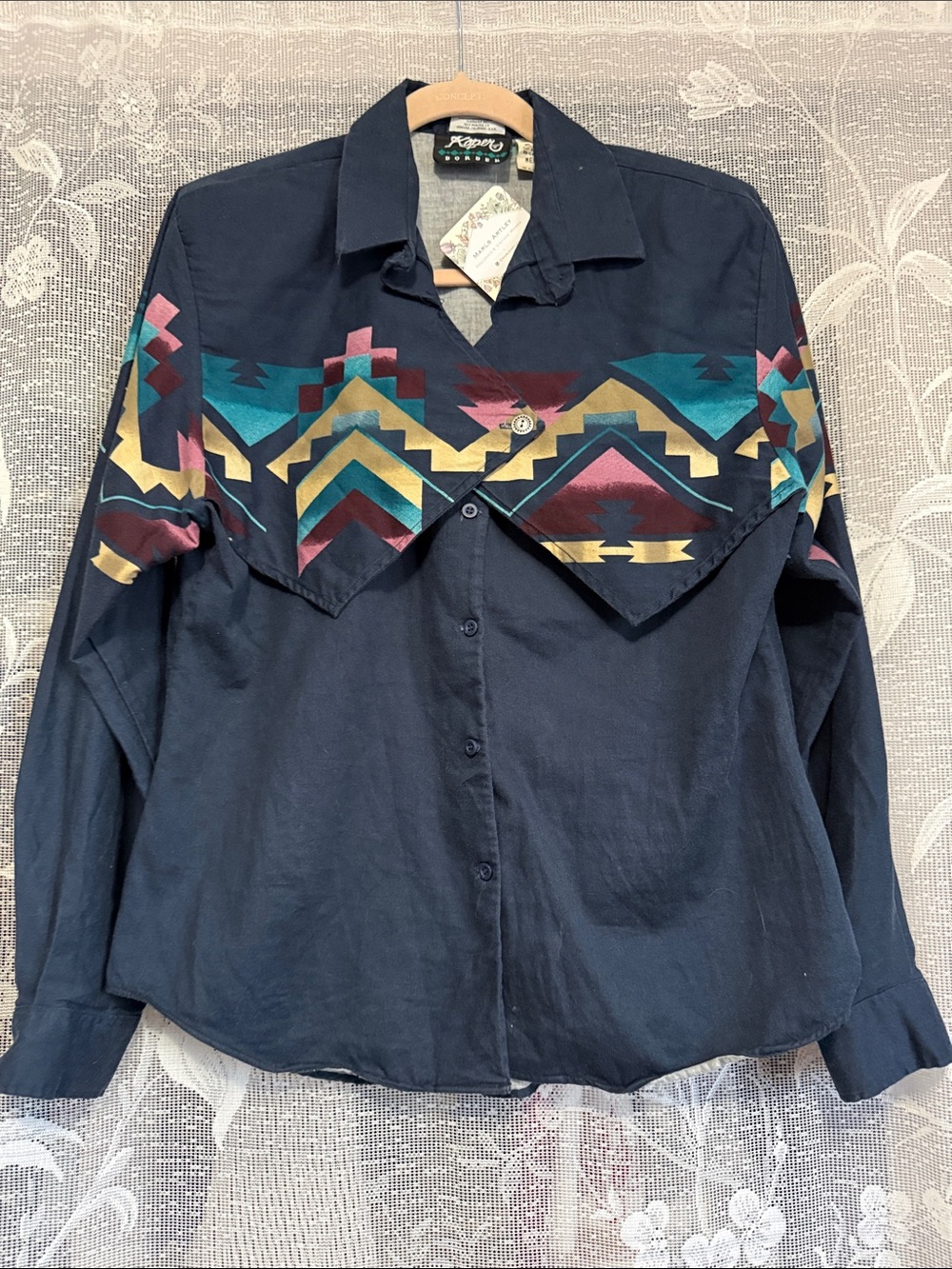 Vintage Aztec Western Roper Button Up Shirt M